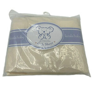 Vintage Koala Baby Crib Sheet 220 Thread Count 100% Cotton Beige Made In USA 90s